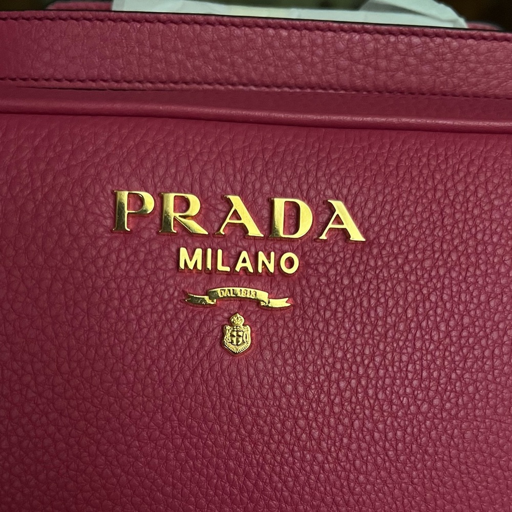 Authentic Prada Peonia Pink Vitello Phenix Leather Double Zip Crossbody … - Picture 2 of 16